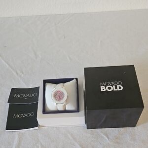 Movado Bold Smartwatch with Pink Face and Silver Strap